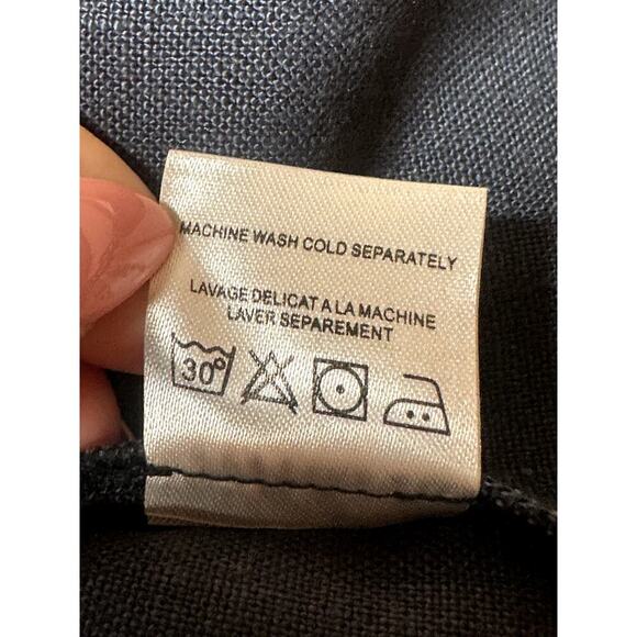 Manoush Dk Blue 100% Linen Sleeveless Scalloped Edge Pockets W. Bow Dress Size 6 - Picture 8 of 8